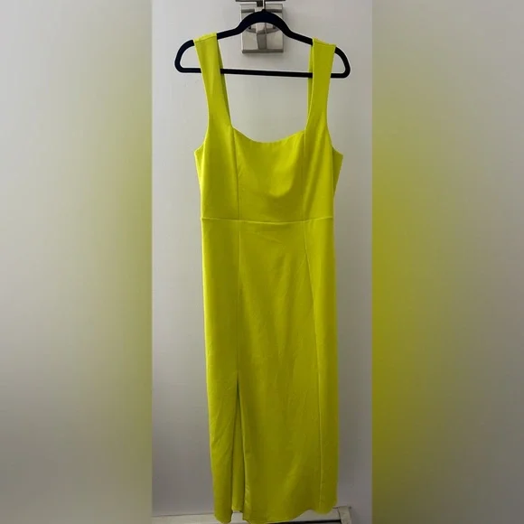 NWOT- Show me Your Mumu- Eden Midi Dress in Citrine stretch. (Electric green) XL - Picture 6 of 16